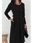 Kadın Kemerli Midi Boy Uzun Kollu Elbise NBK067 3