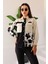 Kadın Oversize Fit Desenli Uzun Kollu %100 Pamuk Gömlek,ceket , Cepli Şık Oduncu Gömlek 2