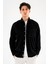 Erkek Kadife Gömlek Siyah Rahat Kesim Uzun Kollu Tek Cepli 1
