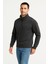 Erkek Dik Yaka Sweatshirt Dik Yaka Yarım Fermuarlı 3 Iplik Şardonlu Pamuk Kumaş - Antrasit 1