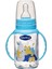 Mavi Kulplu Cam Biberon 125ML, Silikon Kiraz Uçlu, Bebekler Için Güvenli ve Şık 1