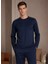 %100 Pamuk Erkek Süprem Pijama Takımı Compact Penye Lacivert Uzun Kol Cepli Ipli Relax Fit Terletmez 1