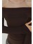 Kadın Zarif Tekne Yaka Uzun Kollu Slim Fit Üst Brown 5