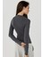 Kadın Slim Fit Yuvarlak Yaka Uzun Kollu Üst Grey 11