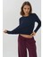 Kadın Slim Fit Yuvarlak Yaka Uzun Kollu Üst Blue 8