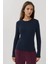 Kadın Slim Fit Yuvarlak Yaka Uzun Kollu Üst Blue 12