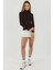 Kadın Ultra Yumuşak Slim Fit Dik Yaka Örme Üst Koyu Mocha Kahve 3