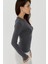 Kadın Slim Fit Yuvarlak Yaka Uzun Kollu Üst Grey 6
