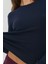 Kadın Slim Fit Yuvarlak Yaka Uzun Kollu Üst Blue 5