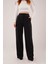 Yüksek Bel Bol Paça Krep Siyah Pantolon 2