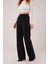 Yüksek Bel Bol Paça Krep Siyah Pantolon 4