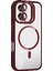 Apple iPhone 16 Plus Remim Lensli Magsafe Standlı Kapak - Bordo 1