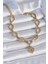 Tegan 316L Çelik Gold Renk Zincir Model Kilit Kalp Figür Kadın Bileklik TG27BB6434 1