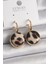 Tegan Pirinç Gold Renk Leopar Desenli Daire Model Kadın Küpe TG27BKP9878 1