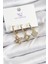 Tegan Pirinç Zirkon Taşlı Yonca Model Gold Renk 3'lü Kadın Küpe TG27BKP10949 1