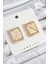Tegan Pirinç Krem Üçgen Kesim Detaylı Kare Model Vintage Gold Renk Kadın Küpe TG27BKP10875 1