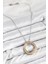 Tegan 316L Çelik Zirkon Taşlı Dönen Daire Model Gold ve Gümüş Renk Kadın Kolye TG27BKO10479 2