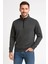 Erkek Dik Yaka Sweatshirt Dik Yaka Yarım Fermuarlı 3 Iplik Şardonlu Pamuk Kumaş - Antrasit 3