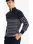 Standart Fit Yarım Fermuarlı Çizgili Triko Kazak F1522AX25AU 4