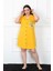 Moda Büyük Beden Penye Düğmeli Sarı Tunik Gecelik 1