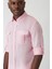 Slim Fit Pembe Keten Paşa Yaka Uzun Kollu Erkek Gömlek GM22Y221146_D29 4