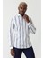 Slim Fit Lacivert Çizgili Spor Tarzı Erkek Gömlek GM22Y221154_E39 1