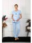 Moda Kadın Kısa Kol Hamile Lohusa Pijama Takımı Mavi 5