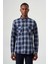 Regular Fit Çift Cepli Ekoseli Lacivert Spor Erkek Gömlek GM22K222109_D39 1