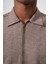 Regular Fit Fermuarlı Flanel Kahve Erkek Gömlek GM22K222093_D11 3