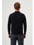 Polo Yaka Fermuar Detaylı Siyah Jakarlı Erkek Triko TR23K23205_D99 2