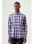 Regular Fit Paşa Yaka Ekoseli Lila Erkek Gömlek GM23K232009_D44 1