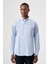 Regular Fit Paşa Yaka Mavi Basic Spor Erkek Gömlek GM23K232010_D35 1