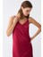 Moda Yırtmaçlı Uzun Saten Gecelik Bordo 5