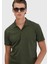 Haki Jakarlı Polo Yaka %100 Pamuk T-Shirt 4