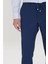 Erkek Lacivert Slim Fit Dar Kesim Beli Bağlamalı Yan Cep Gofre Desenli Pantolon 5