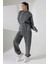 Kadın Koyu Gri Kapüşonlu Sweatshirt Eşofman Takımı MSC313 2