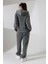 Kadın Koyu Gri Kapüşonlu Sweatshirt Eşofman Takımı MSC313 3