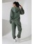 Kadın Yeşil Kapüşonlu Sweatshirt Eşofman Takımı MSC313 2