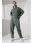 Kadın Yeşil Kapüşonlu Sweatshirt Eşofman Takımı MSC313 3