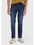 Lacivert Düz Slim Fit Denim Pamuk Karışımlı Pantolon 2
