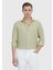 Açık Yeşil Düz Casual Fit Dokuma Casual %100 Keten Gömlek 1