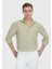 Açık Yeşil Düz Casual Fit Dokuma Casual %100 Keten Gömlek 5
