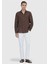 Kahverengi Düz Casual Fit Dokuma Casual %100 Keten Gömlek 2