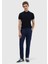 Lacivert Düz Dokuma Jogging Fit Casual %100 Keten Pantolon 1