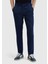 Lacivert Düz Dokuma Jogging Fit Casual %100 Keten Pantolon 2