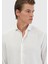 Beyaz Düz Casual Fit Dokuma Casual Gömlek 4