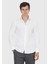 Beyaz Düz Slim Fit Dokuma Klasik %100 Pamuk Gömlek 3