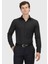 Siyah Düz Slim Fit Dokuma Klasik Pamuk Karışımlı Gömlek 1