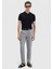 Gri Düz Dokuma Jogging Fit Casual %100 Keten Pantolon 1