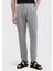 Gri Düz Dokuma Jogging Fit Casual %100 Keten Pantolon 2